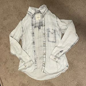 Small Oversized Grayish Flannel American Eagle